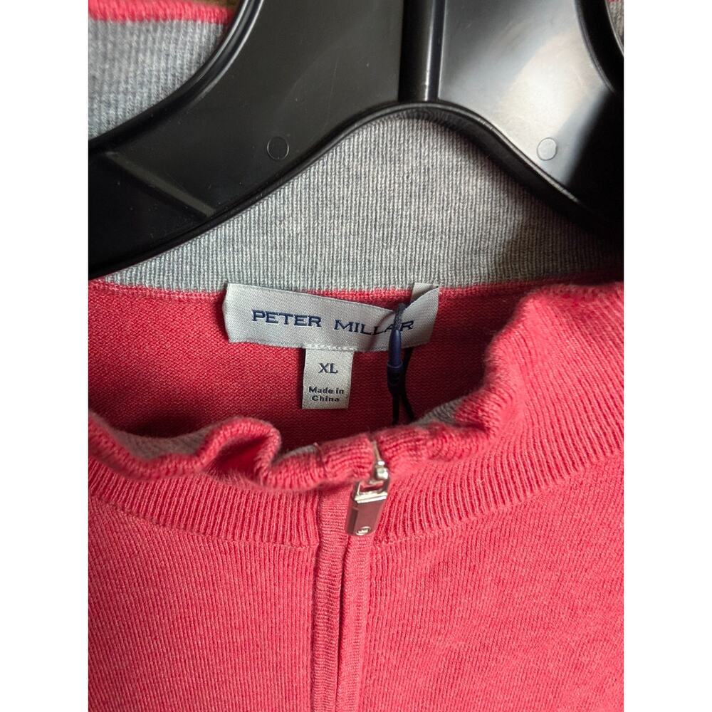 Peter Millar Crown Sweatshirt Mens XL Coral Red Long Sleeve 1/4 Zip MS23S25 NWT - Picture 3 of 4